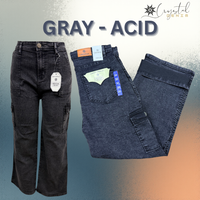 LADIES DENIM CARGO PLAZZO - STRETCHABLE