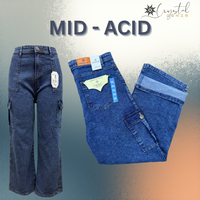 LADIES DENIM CARGO PLAZZO - STRETCHABLE