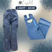 LADIES ELASTIC WAIST CARGO PLAZZO - STRETCHABLE