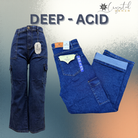 LADIES DENIM CARGO PLAZZO - STRETCHABLE